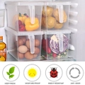 4pcs/8pcs Kitchen Transparent Storage Box Food Storage Container with Lid and Handle for Refrigerator