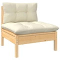 Garden Middle Sofa with Cream Cushions Solid Pinewood vidaXL