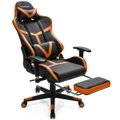 Costway Gaming Chair Eogonomic Office Chair Reclining Computer Executive Chair w/Pillows & Footrest, Orange
