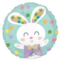 Spotted Bunny Round Easter Foil Balloon