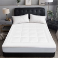 Costway Matress Topper Double Size Mattress Protector Cover Quilted Fitted Bedding Mat Cover 100% Cotton Dorm Home Hotel