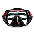 Catzon Diving Mask Anti-Fog Tempered Glass Waterproof Lens Adjustable Strap Adult Swimming Goggles For Snorkeling Swimming Scuba Diving-Red Black