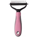 Catzon Pet Grooming Undercoat Rake with Two-Side Safe Hair Removal Comb-Pink
