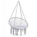 Costway Outdoor Hanging Hammock Chair Macrame Cotton Swing Chair Metal Frame Indoor Garden Patio, Grey