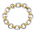 18k Yellow Gold And Sterling Silver Oval Link Bracelet, 7.5"