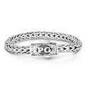 Sterling Silver With Rhodium Finish Round Woven Mens Bracelet, 8.25"
