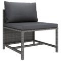Sectional Middle Sofa with Cushions Grey Poly Rattan vidaXL