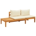 Garden Bench with Table Cream White Cushions Solid Acacia Wood vidaXL