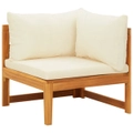 Corner Sofa with Cream White Cushions Solid Acacia Wood vidaXL