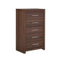 Modern Chest of 5-Drawers TallBoy Wooden Storage Cabinet - Walnut