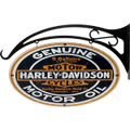 Harley Davidson Motor Oil Metal Oval Wall Sign on Hanger Double Sided