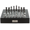 Dal Rossi Italy Diamond Cut Chess Set Silver/Titanium Carbon Fibre Finish 16" Board