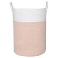 Living Textiles - 100% Cotton Rope Hamper - Large - Blush/White
