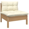 Garden Middle Sofa with Cushions Honey Brown Solid Pinewood vidaXL