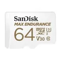 SanDisk Max Endurance 64GB microSD 100MB/s 40MB/s 20K hrs 4K UHD C10 U3 V30 -40C to 85C Heat Freeze Shock Temperature Water X-ray Proof SD Adapter SDSQQVR-064G-GN6IA