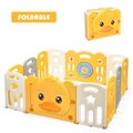 Costway 12-Panel Yellow Duck Baby Playpen Interactive Child Safety Gate Fence Kids Active Centre Play Yard Game Gift