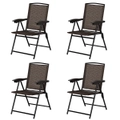 Costway Set of 4 Folding Outdoor Chairs Dining Chairs Textilene Deck Chair Adjustable Backrest Patio Garden Pool