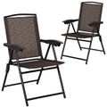 Costway Set of 2 Folding Outdoor Dining Chairs Textilene Deck Chairs Adjustable Backrest Patio Garden Pool