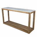 Belle Denver Marble & Timber Rectangular Console Table in White