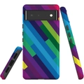 For Google Pixel 6 Case, Shielding Back Cover,Lined Rainbow