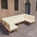 6 Piece Garden Lounge Set&Cushions Honey Brown Solid Pinewood vidaXL