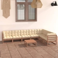8 Piece Garden Lounge Set & Cushions Honey Brown Solid Pinewood vidaXL
