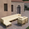 9 Piece Garden Lounge Set&Cushions Honey Brown Solid Pinewood vidaXL