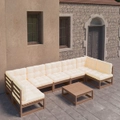 8 Piece Garden Lounge Set&Cushions Honey Brown Solid Pinewood vidaXL