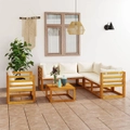 7 Piece Garden Lounge Set with Cushion Cream Solid Acacia Wood vidaXL