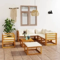 8 Piece Garden Lounge Set with Cushion Cream Solid Acacia Wood vidaXL