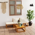 4 Piece Garden Lounge Set with Cushion Cream Solid Acacia Wood vidaXL