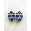 Harper Vintage Blue Crystal Clip on Earrings