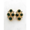 Harper Vintage Emerald Green Crystal Clip on Earrings