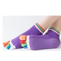 3 Pack Of Women Antislip Ankle Grip Colorful 5 Toe Finger Cotton Yoga Socks