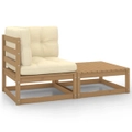 2 Piece Garden Lounge Set with Cushions Honey Brown Pinewood vidaXL
