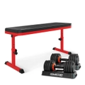 Powertrain Gen2 Pro 50KG Adjustable Dumbbell Set with Height-Variable Flat Bench