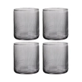 4pc Ladelle 450ml Savannah Ribbed Graphite Glass Tumbler/Glass/Cup Cold Drinks