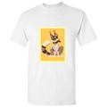 Cartoon Dog Wolf Cat Drawing Yellow White Men T Shirt Tee Top