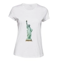 USA New York Harbor Statue of Liberty White Female Ladies Women T Shirt Tee Top