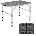 Costway 90cm Folding Camping Table Picnic Table 50kg Load Aluminum BBQ Desk w/Iron Mesh Tabletop & Adjustable Height