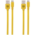 2x Go Travel High Speed Charge + Sync 2m Micro USB Flat Cable for Phones Yellow