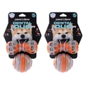 4pc Paws & Claws Dental Duo Pet Dog Teeth Clean Rubber Chew Ball/Baton Toy ORNGE