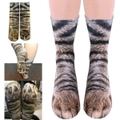 EZONEDEAL 3D Paw Pattern Socks for Adults Novelty Sublimated Print Cat Paw Animal Feet Crew Socks