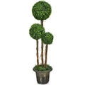 Costway 1.2M Artificial Boxwood Topiary Trees 3-Ball Faux Green Potted Plants UV Resistance Indoor Floral Decor