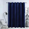 Blackout Curtain with Metal Rings Velvet Dark Blue 290x245 cm vidaXL