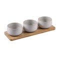 4pc Ladelle Nestle 9cm Stoneware Bowl/Bamboo Tray Serving Snack Container Set