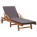 Sun Lounger with Cushion Solid Acacia Wood vidaXL