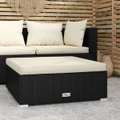 Garden Footrest with Cushion Black 70x70x30 cm Poly RattanvidaXL