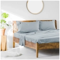 Ardor 1000TC Cotton Rich Single Bed Sheet Set Home Bedding w/ Pillowcases Blue