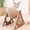 Interactive Natural Wood Cat Scratcher Toy Ball for Cats Pet and Kittens